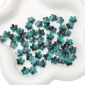 DIY flower-shaped gradient glass beads in turquoise and dark grey for jewelry making - 11mm (10 Pieces/Pack) / Gradient Dark Green