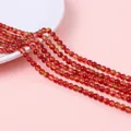 Polished red and orange gradient round jadeite beads for DIY jewelry making - Watermelon Quartz / 4mm