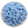 Pom pom in rete elastica di poliestere celeste da 15mm per accessori per capelli DIY - 15mm (30 pezzi/confezione) / Azzurro