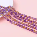 Round mixed purple and orange marbled jade beads for DIY jewelry making accessories - Ametrine / 6mm