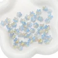 Blue and yellow gradient petal beads in white ceramic tray for DIY jewelry making - 11mm (10 Pieces/Pack) / Gold Blue