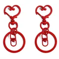 Rotes Herz-Schlüsselanhänger-Set aus Metall mit Karabiner für DIY-Bastelarbeiten - Länge ca. 6,5 cm Breite ca. 3 cm 1 Stück/Packung / Rot