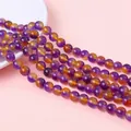 Polished natural ametrine round bead strand with purple and yellow gradient for DIY jewelry - Ametrine / 8mm