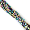 Faceted 5x7mm teardrop glass crystal beads with metallic AB rainbow color coating - 5x7mm (Approx. 65 Beads) / Colorful Plated