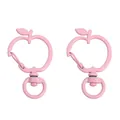 Mosquetón rosa de aleación con forma de manzana para llaveros DIY y accesorios - 37x24mm 2 Unidades/Paquete / Manzana / Rosa