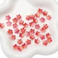 Pink and orange gradient cherry blossom glass beads for DIY handmade jewelry crafting - 11mm (10 Pieces/Pack) / Gold Red