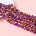 Natural ametrine round beads in purple and honey tones for DIY jewelry making - Ametrine / 10mm