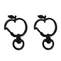 Mousqueton pomme en alliage noir mat avec anneau rotatif pour porte-clés DIY - 37x24mm 2 Pièces/Paquet / Pomme / Noir