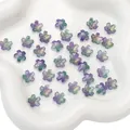 Handmade gradient purple and cyan flower beads with gold glitter for DIY jewelry making - 11mm (10 Pieces/Pack) / Gold Green Purple