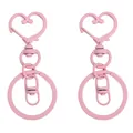 Zwei mattrosa herzförmige Metall-Schlüsselanhänger mit Karabinerhaken für DIY-Taschen - Länge ca. 6,5 cm Breite ca. 3 cm 1 Stück/Packung / Rosa