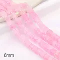Brins de perles carrées en verre rose 6mm à effet craquelé pour bijoux DIY - Rose
