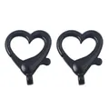 Par de mosquetones de aleación en forma de corazón negro brillante para llaveros DIY - 2 Piezas/Paquete / Negro