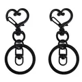 Schwarzer herzförmiger Federverschluss Schlüsselanhänger Set mit Drehring für DIY Taschen - Länge ca. 6,5 cm Breite ca. 3 cm 1 Stück/Packung / Schwarz