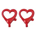 Par de mosquetones de corazón rojos en aleación para joyas DIY y llaveros - 2 Piezas/Paquete / Rojo