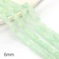 Light green 6mm square glass beads with ice crackle effect for jewelry making - Green