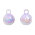Pair of 16mm iridescent light purple acrylic round beads with integrated loop hangers - Purple
