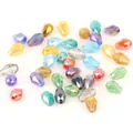 Faceted mixed color 4x6mm crystal glass teardrop beads for DIY jewelry making - 1 Strand/Pack (Approx. 65-68 beads) / Random Mixed Colors