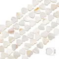 Tira de cuentas de nácar blanco con forma de corazón de 8 mm para joyería artesanal - Corazón de Agujero Horizontal / 8mm (aprox. 48 unidades/38cm)