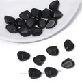 Perle in pietra nera opaca irregolari per gioielli fai-da-te su un piatto bianco - Nero 10 Pezzi/confezione / Circa 12x15 Mm Apertura Circa 1 Mm