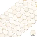 Cuentas de nácar blanco natural de 8mm en forma de disco plano con brillo sedoso - Disco / 8mm (aprox. 48 unidades/38cm)