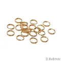 Gouden 0.8x8mm roestvrijstalen dubbele splitringen voor doe-het-zelf sieraden - 0.8x8mm (10 Stuks/Verpakking)