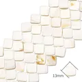 Cuentas cuadradas de nácar natural de 13 mm con reflejos irisados para joyería DIY - Diamante / 13x13mm (aprox. 30 unidades/38cm)