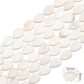 Cuentas de nácar natural blanco en forma de gota 12x9mm para creación de joyería - Lámina Gota de Agua / 9x12mm (aprox. 32 unidades/38cm)
