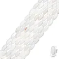 Cuentas de concha blanca ovaladas con brillo iridiscente para joyería DIY, 10x5mm - Grano de Arroz Ovalado / 5x10mm (aprox. 38 unidades/38cm)