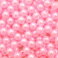Pink pearl-like ABS beads with central holes for DIY jewelry and handmade bracelets - Pink