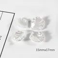 Pétales en ABS nacré, perles de fleurs 15x17mm avec trous pré-percés pour création DIY - Sac Standard / Petit Blanc (15mmx17mm)