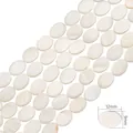 Cuentas de concha ovaladas blancas naturales 12x9mm para joyería artesanal de DIY - Colgante Ovalado / 9x12mm (aprox. 32 unidades/38cm)