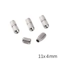 Silver screw clasps 11x4mm for jewelry making with internal thread texture - Style #02 / 1 Piece / White K/Silver