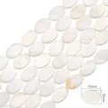 Cuentas ovaladas de nácar natural 15x10mm blanco iridiscente para bisutería DIY - Colgante Ovalado / 10x15mm (aprox. 26 unidades/38cm)