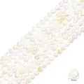 Tira de cuentas redondas de nácar natural blanco de 3mm para hacer joyería - Cuentas redondas / 3mm (aprox. 115 unidades/38cm)