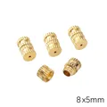 Golden 8x5mm brass cylinder screw clasp with knurled texture for DIY jewelry making - Style #04 / 1 Piece / Gold