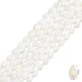 Cuentas de concha blanca natural en forma de gota para joyería DIY, 7 mm x 5 mm - Teardrop / 5x7mm (aprox. 50 unidades/38cm)