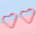 Pink heart-shaped aluminum carabiner set for DIY keychains and accessories - 41x43mm / Pink