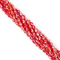 Faceted red glass waterdrop beads with iridescent AB coating for DIY jewelry making - 1 Strand/Pack (Approx. 65-68 beads) / Red AB