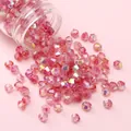 Pink 4mm Aurora glass beads with AB coating finish for DIY jewelry bracelet making - Red