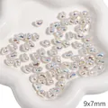 Perline a cuore bianco iridescente per gioielli fai-da-te misura di 9x7mm - Stile Mini Fagiolo (#04) / 9x7mm (2 Pezzi/Confezione) / Bianco Iridescente