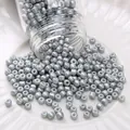 Pearlescent silver-grey glass seed beads spilling from a bottle for DIY jewelry making - Style #02 / 10g/Pack (3mm) / Gray
