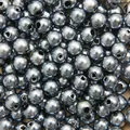 Dark grey metallic ABS imitation pearl beads with holes for DIY jewelry crafting - Gray