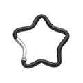 Star-shaped aluminum carabiner hook in black finish with silver spring gate for bags - Star Style / 49x48mm / Black