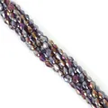 Faceted 4x6mm teardrop glass crystals in deep purple iridescent metallic finish - 1 Strand/Pack (Approx. 65-68 beads) / Dark Violet AB