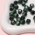Cuentas de resina verde oscuro de 10mm con efecto ojo de gato para bisutería DIY - Octogonal (BSB132) / 10mm (Apertura aprox. 1.5mm, 10 Piezas/Paquete) / Verde