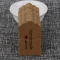 Brown kraft paper tags featuring Handmade with love text and a small red heart icon - Kraft Scalloped Handmade Style