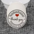 Set of round white Handmade with Love adhesive stickers for gift packaging labels - Handmade with Love Thank You Round Style