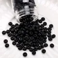 Matte black glass seed beads for DIY jewelry making poured on a white plate - #09 Style (Frosted)