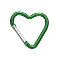 Green heart-shaped aluminum carabiner clip with silver gate for DIY keychains - Heart Style / 44x45mm / Dark Green