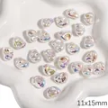Perle a stella in ABS 11x15mm bianco iridescente per la creazione di gioielli fai da te - Stile Fagiolo Irregolare (#13) / 11x15mm (2 Pezzi/Confezione) / Bianco Iridescente